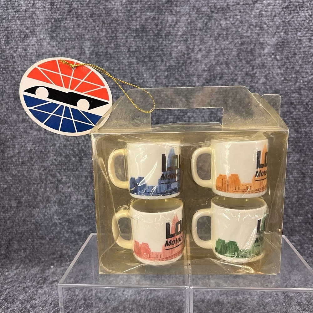 Set of 4 Lowe's Motor Speedway Charlotte Mini Novelty Mugs Ornaments NASCAR New